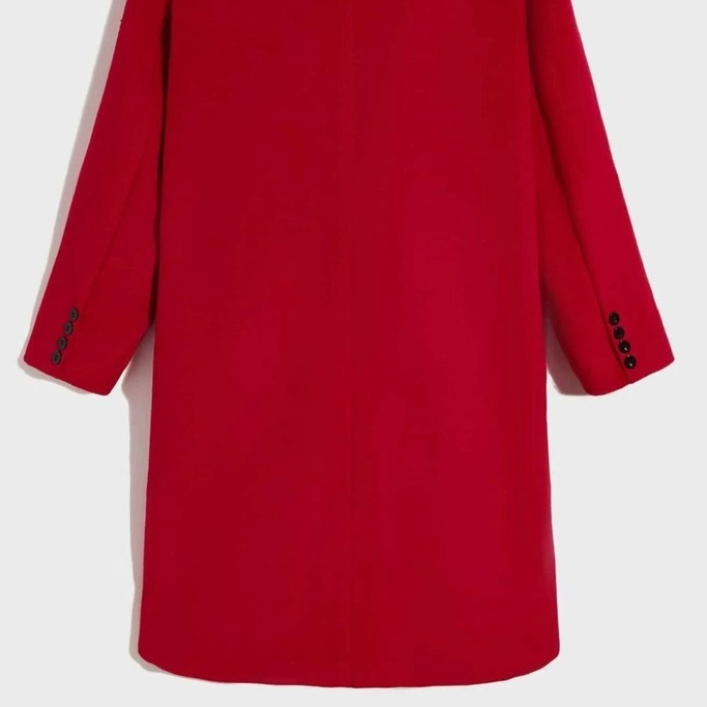 Red Casual Double Breasted Men's Overcoat w/Lapel - Picture 5 of 7